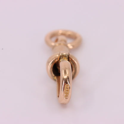 Antique 9ct Hallmarked Rose Gold Albert Dog Clip Clasp Charm Pendant Holder
