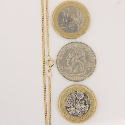 Vintage 9ct Gold Curb Chain Necklace Hallmarked Yellow Gold 18 Inch Boxed Gift