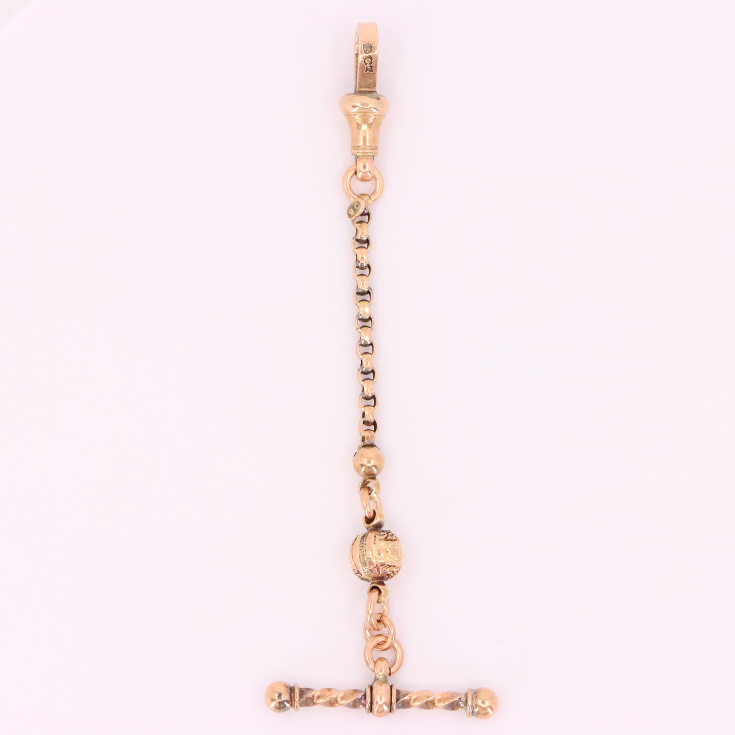 Antique 9ct Rose Gold 3 Inch Albertina Chain Extension T Bar Dog Clip