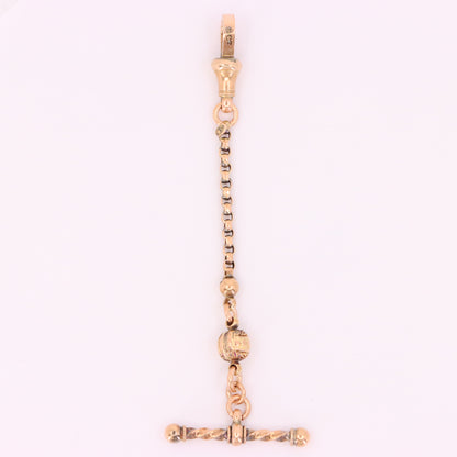 Antique 9ct Rose Gold 3 Inch Albertina Chain Extension T Bar Dog Clip