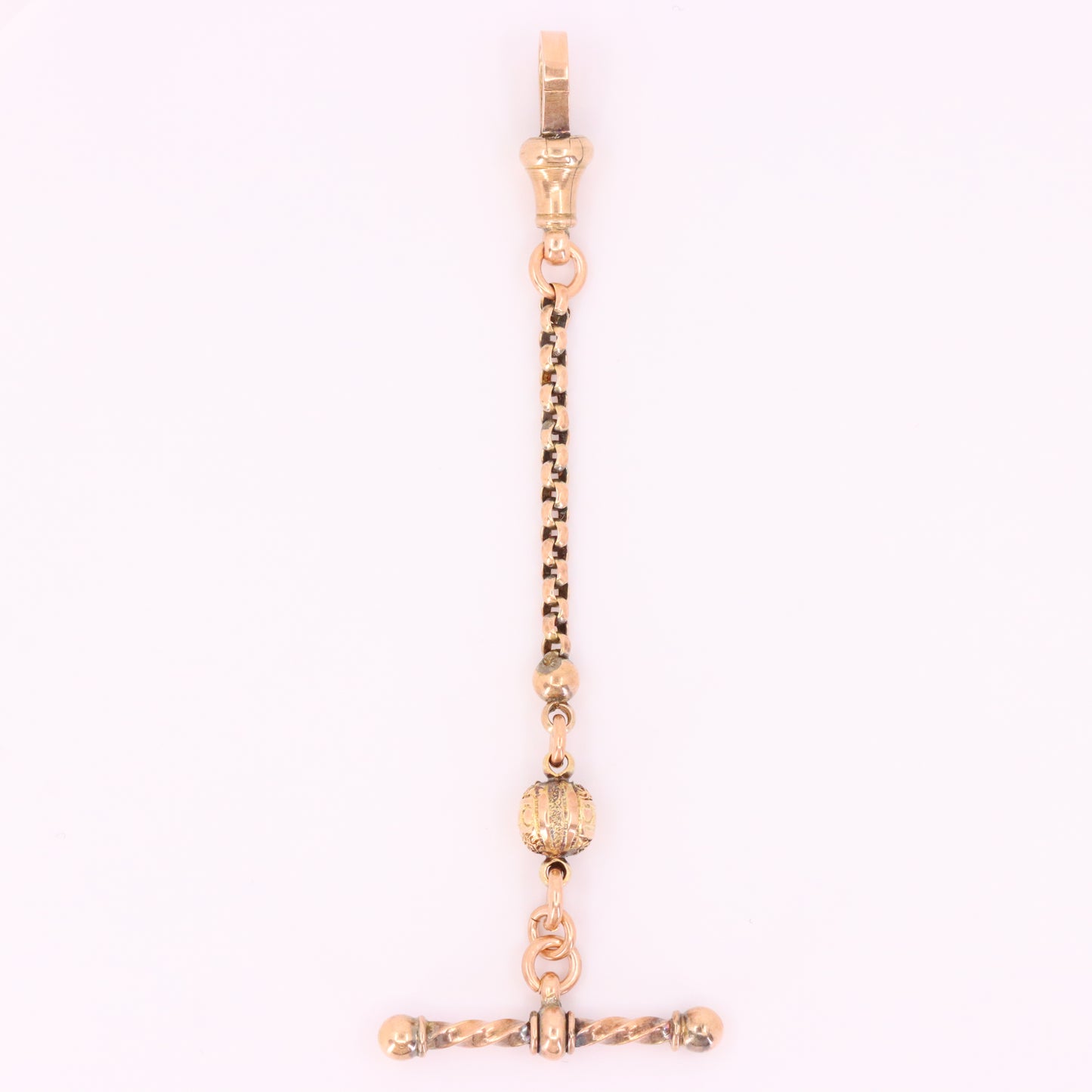 Antique 9ct Rose Gold 3 Inch Albertina Chain Extension T Bar Dog Clip