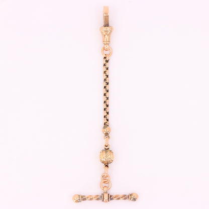 Antique 9ct Rose Gold 3 Inch Albertina Chain Extension T Bar Dog Clip