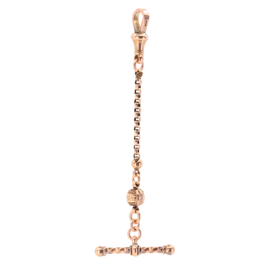 Antique 9ct Rose Gold 3 Inch Albertina Chain Extension T Bar Dog Clip
