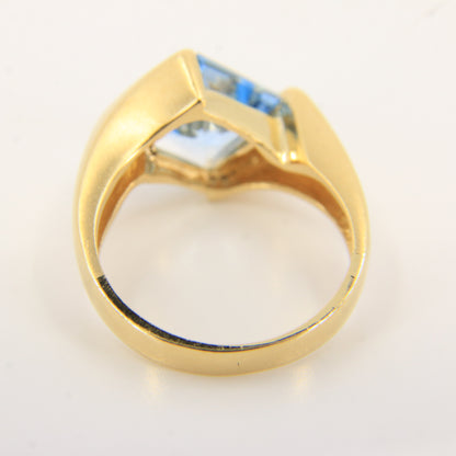 Vintage 18ct Danish Gold Aquamarine Statement Ring UK N Boxed