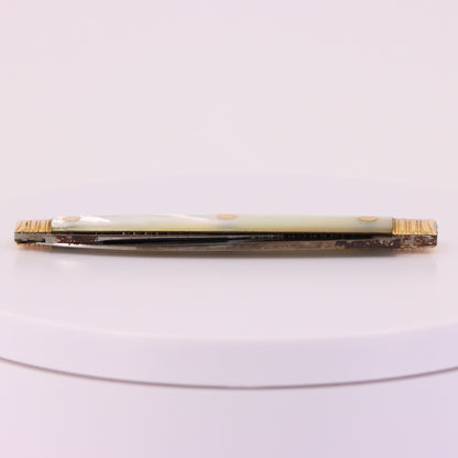 Antique 18K Gold Mother of Pearl Two Blade Pocket Knife T. Gray Folding Knife