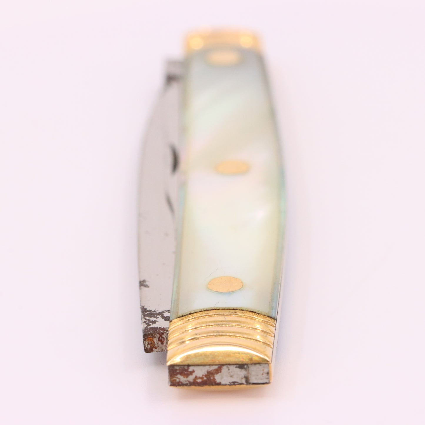 Antique 18K Gold Mother of Pearl Two Blade Pocket Knife T. Gray Folding Knife