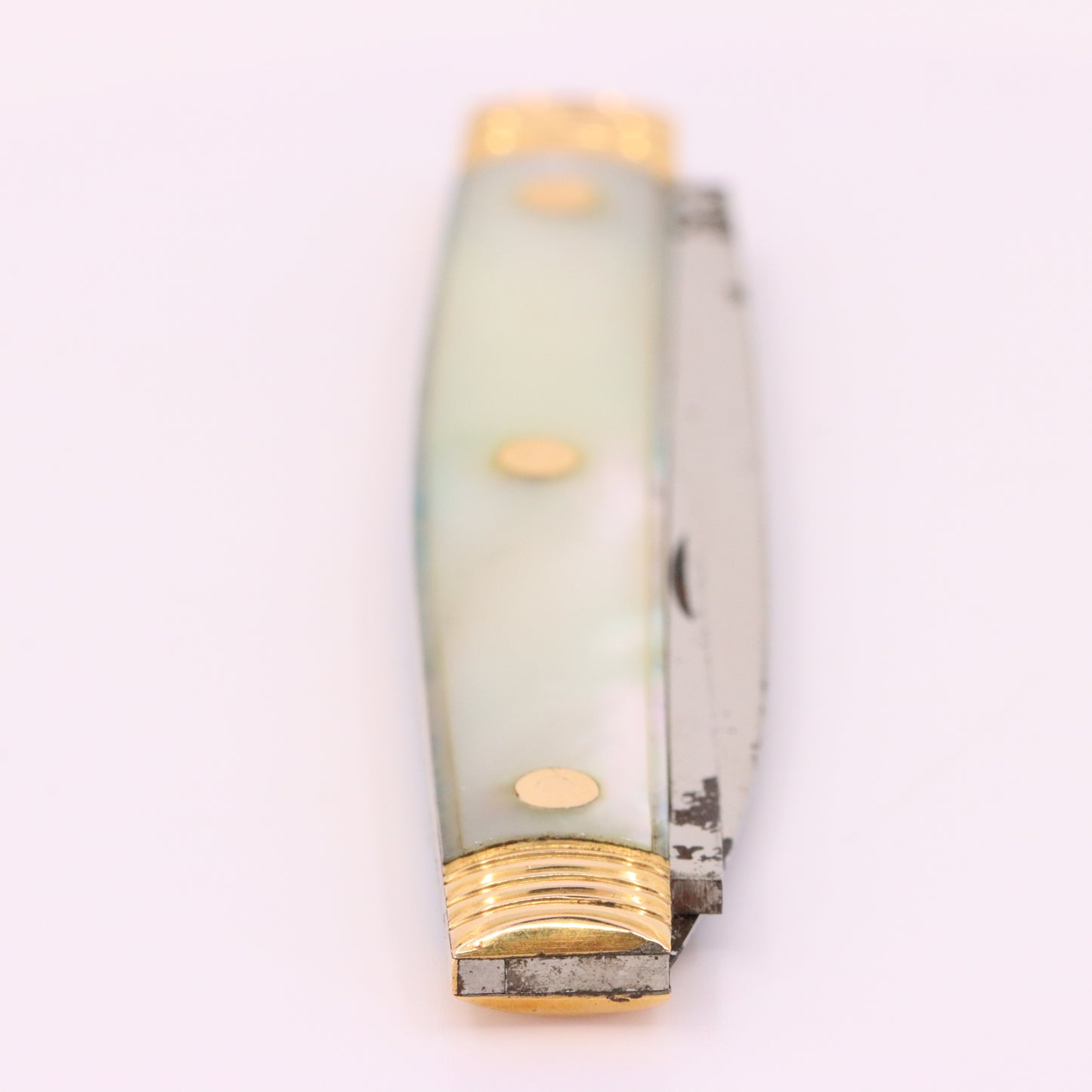 Antique 18K Gold Mother of Pearl Two Blade Pocket Knife T. Gray Folding Knife