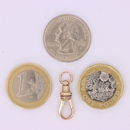 Antique 9ct Yellow Gold Swivel Dog Clip Clasp Jewellery Finding Charm Holder