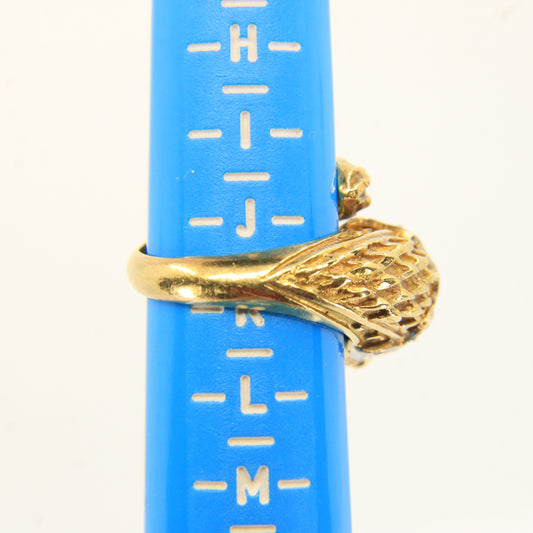 Vintage 18k Gold Snake Ring Emerald Topaz Diamond Coiled Serpent Gift