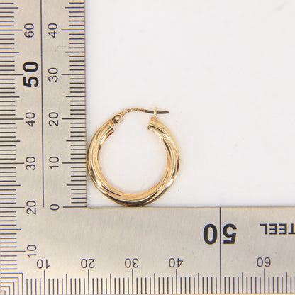 Vintage 9ct Yellow Gold Unoaerre Italian Hoop Earrings Classic Designer Boxed