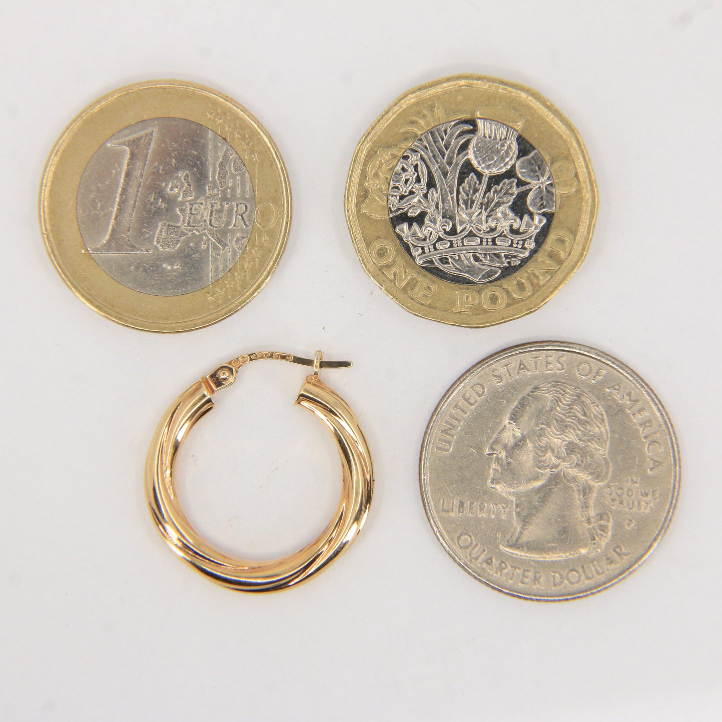 Vintage 9ct Yellow Gold Unoaerre Italian Hoop Earrings Classic Designer Boxed