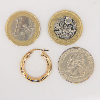 Vintage 9ct Yellow Gold Unoaerre Italian Hoop Earrings Classic Designer Boxed