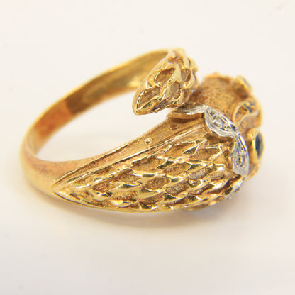 Vintage 18k Gold Snake Ring Emerald Topaz Diamond Coiled Serpent Gift