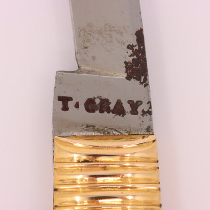 Antique 18K Gold Mother of Pearl Two Blade Pocket Knife T. Gray Folding Knife