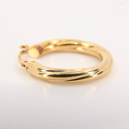 Vintage 9ct Yellow Gold Unoaerre Italian Hoop Earrings Classic Designer Boxed
