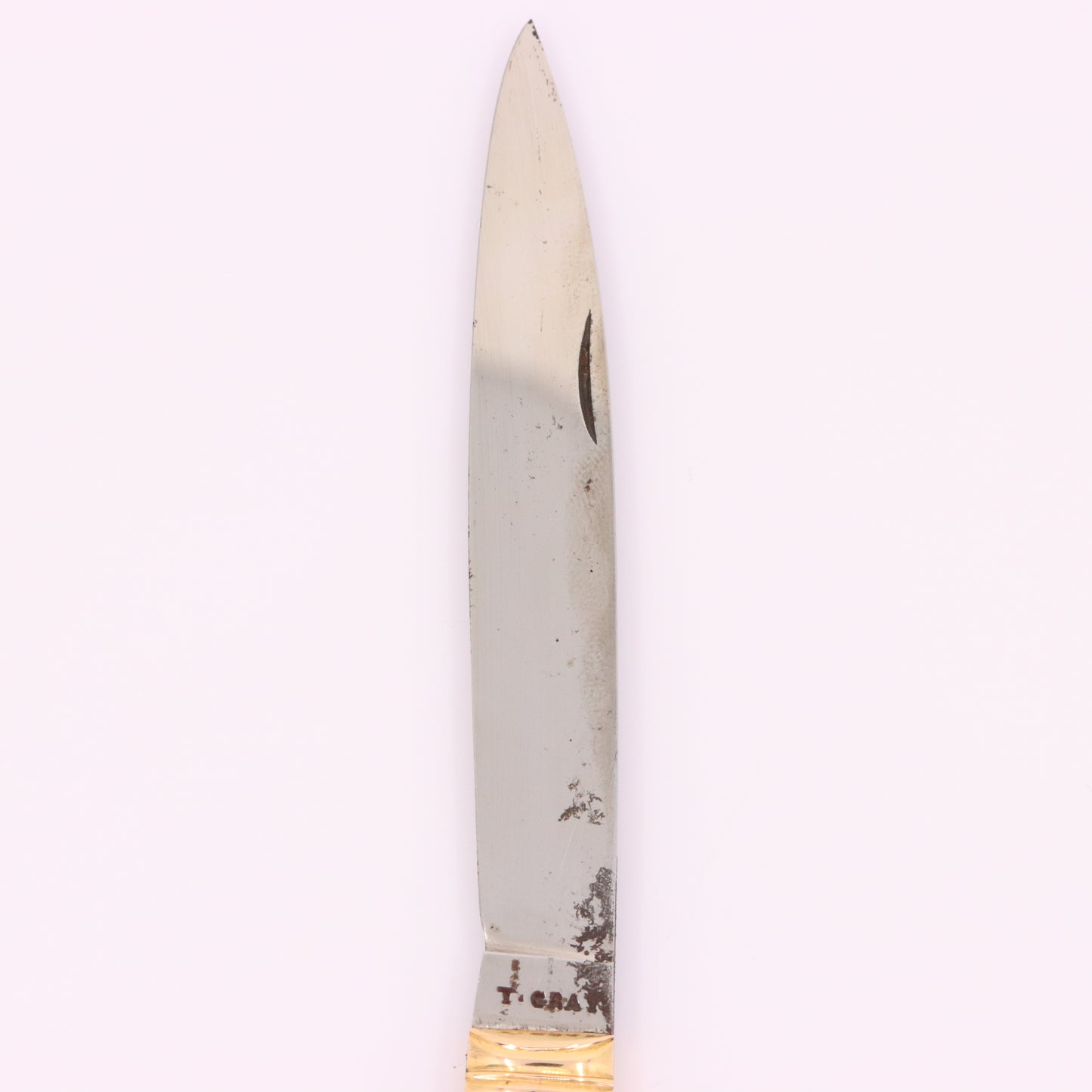 Antique 18K Gold Mother of Pearl Two Blade Pocket Knife T. Gray Folding Knife