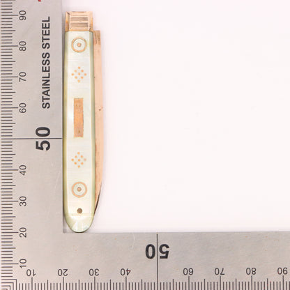 Antique 14K Gold Mother of Pearl Folding Fruit Knife Pocket Knife A.M. Initials