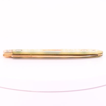 Antique 14K Gold Mother of Pearl Folding Fruit Knife Pocket Knife A.M. Initials