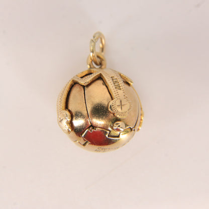 Vintage Gold Silver Masonic Ball Pendant Folding Orb Cross Engraved Freemason
