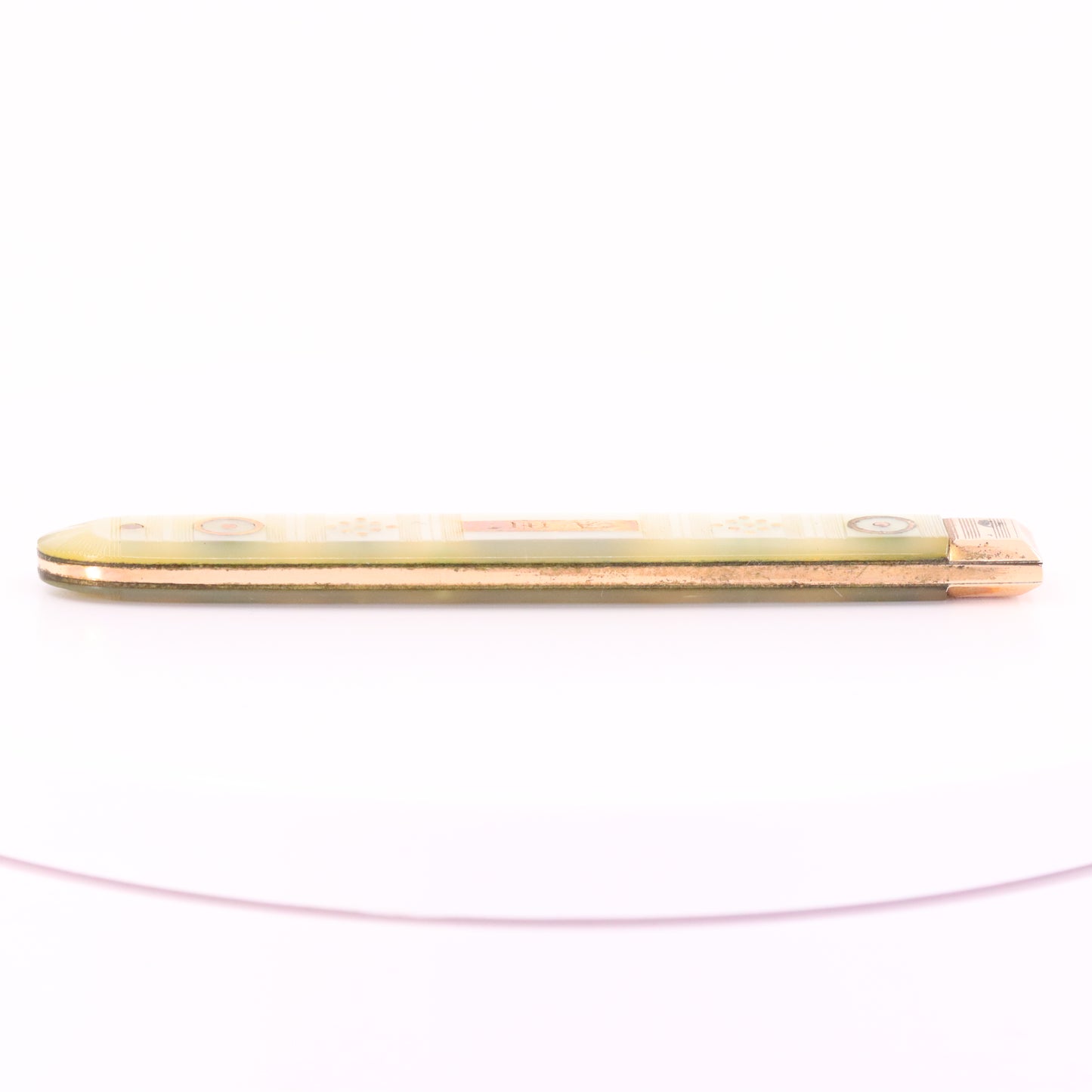 Antique 14K Gold Mother of Pearl Folding Fruit Knife Pocket Knife A.M. Initials