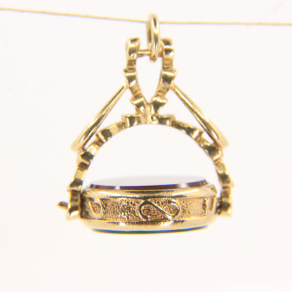 Vintage 9ct Gold Spinner Fob Pendant Charm Carnelian & Bloodstone Gift