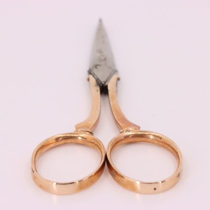 Antique 14K Gold Small Sewing Scissors Embroidery Snips Needlework Shears