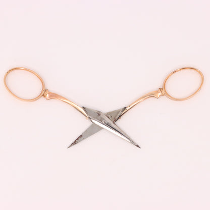 Antique 14K Gold Small Sewing Scissors Embroidery Snips Needlework Shears