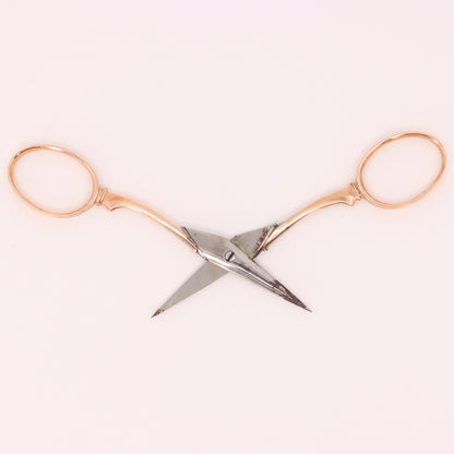 Antique 14K Gold Small Sewing Scissors Embroidery Snips Needlework Shears