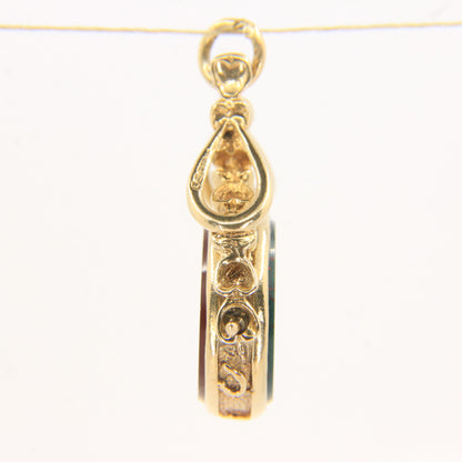 Vintage 9ct Gold Spinner Fob Pendant Charm Carnelian & Bloodstone Gift