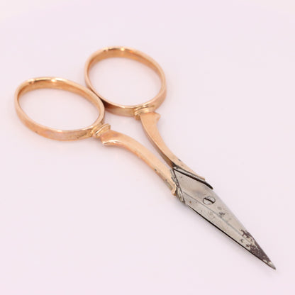 Antique 14K Gold Small Sewing Scissors Embroidery Snips Needlework Shears