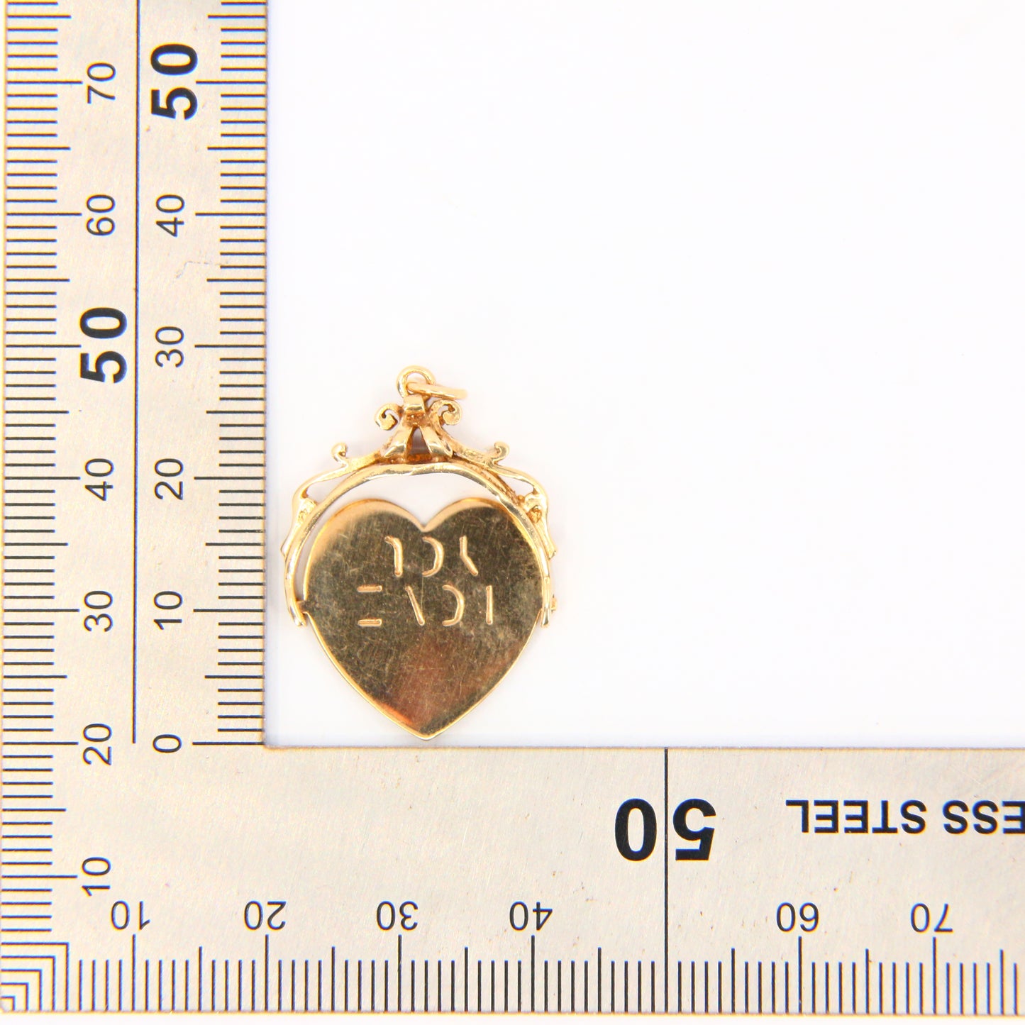 Vintage 9ct I Love You Spinner Heart Charm Hallmarked Yellow Gold ILY Pendant