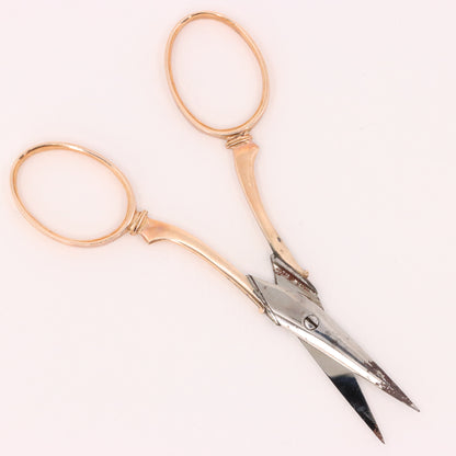 Antique 14K Gold Small Sewing Scissors Embroidery Snips Needlework Shears