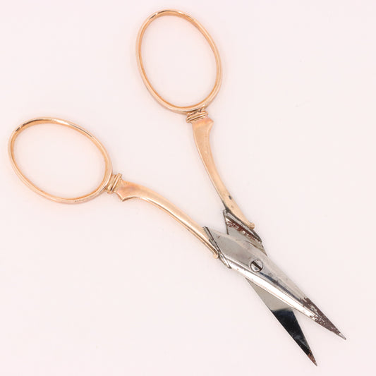 Antique 14K Gold Small Sewing Scissors Embroidery Snips Needlework Shears