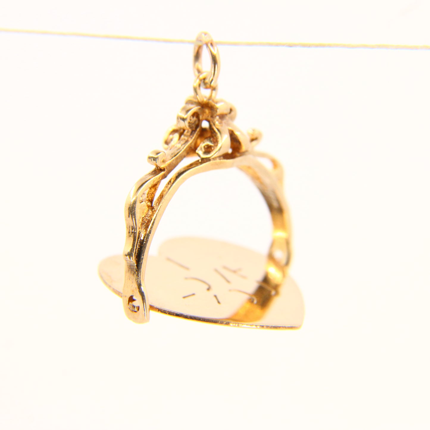 Vintage 9ct I Love You Spinner Heart Charm Hallmarked Yellow Gold ILY Pendant