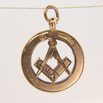 Vintage 9ct Gold Hallmarked Masonic Pendant Compass Ruler G Emblem Freemason
