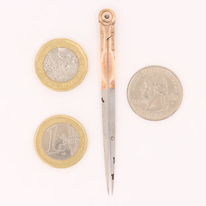 Antique 14K Gold Drafting Dividers Compass Surveying Tool Drawing Instrument