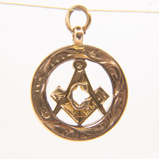 Vintage 9ct Gold Hallmarked Masonic Pendant Compass Ruler G Emblem Freemason