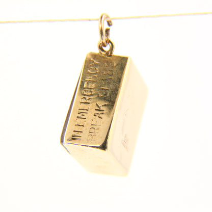 Vintage Ten Bob Emergency Break Glass Gold Charm 10 Shilling Pendant Hallmarked