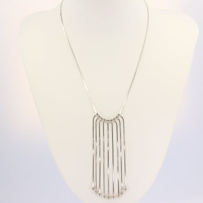 Vintage 18k White Gold Fringe Tassel Necklace Fine Jewellery Boxed