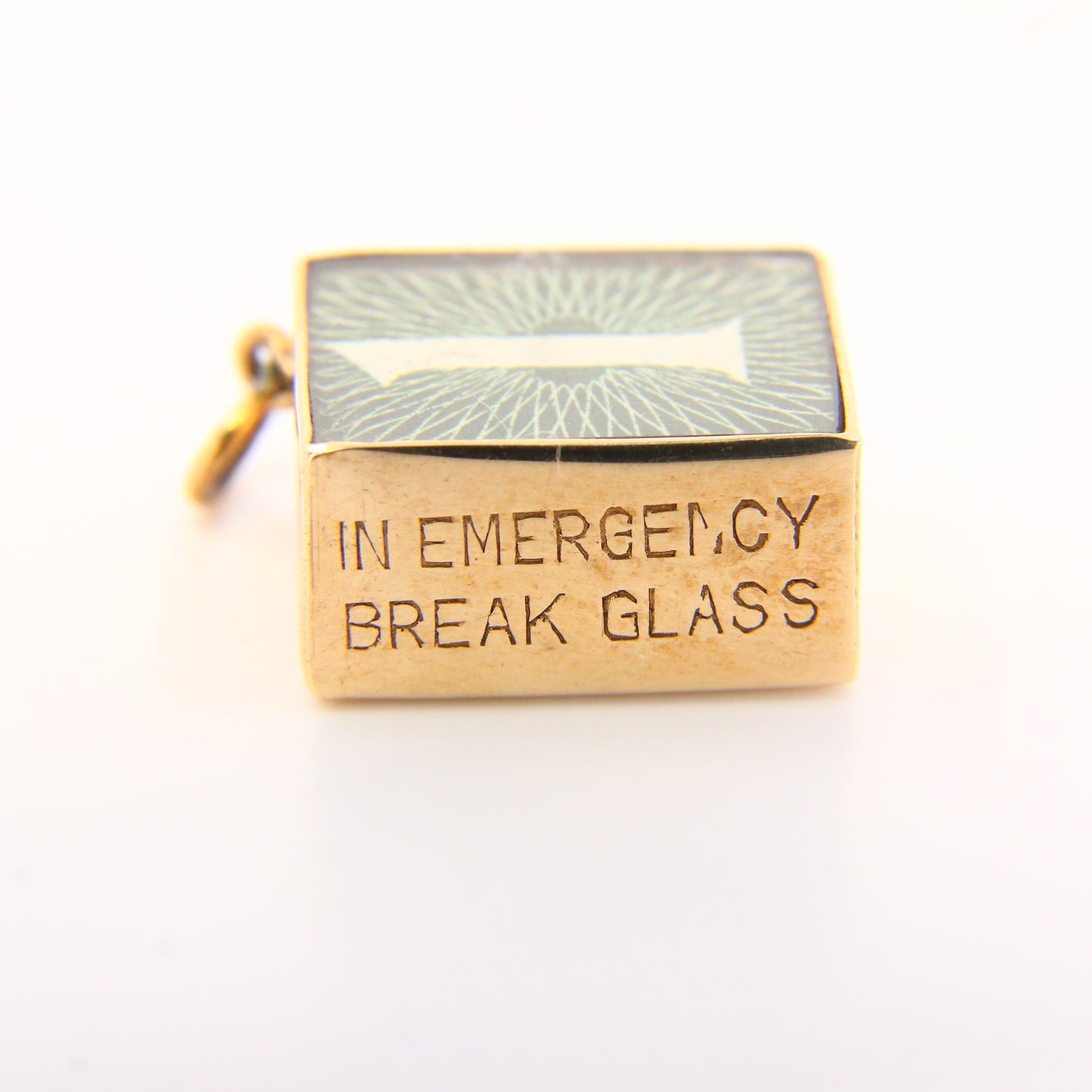 Vintage 1 Shilling Emergency Break Glass Gold Charm Shilling Bank Note Pendant