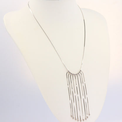 Vintage 18k White Gold Fringe Tassel Necklace Fine Jewellery Boxed