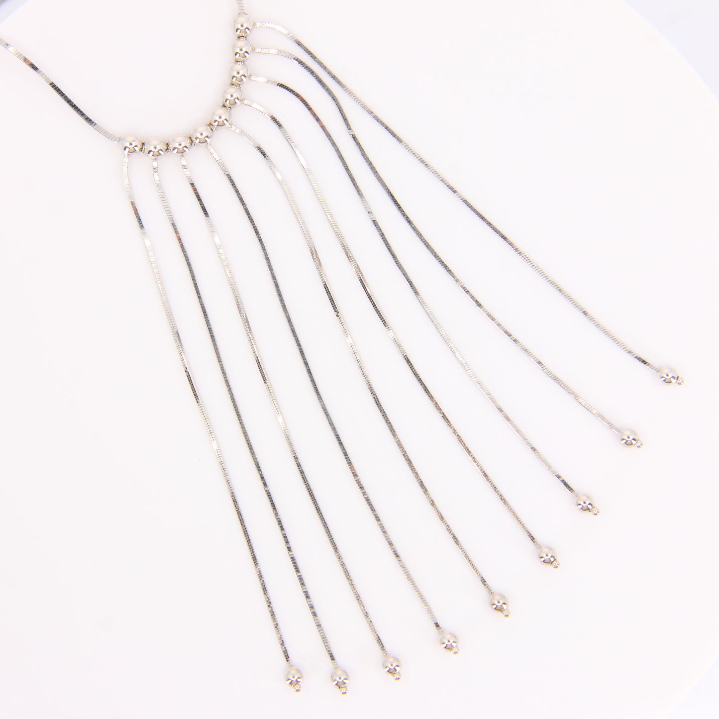 Vintage 18k White Gold Fringe Tassel Necklace Fine Jewellery Boxed