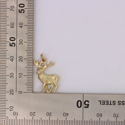 Vintage 9ct Hallmarked Yellow Gold Stag Deer Charm Pendant Scottish Country Gift