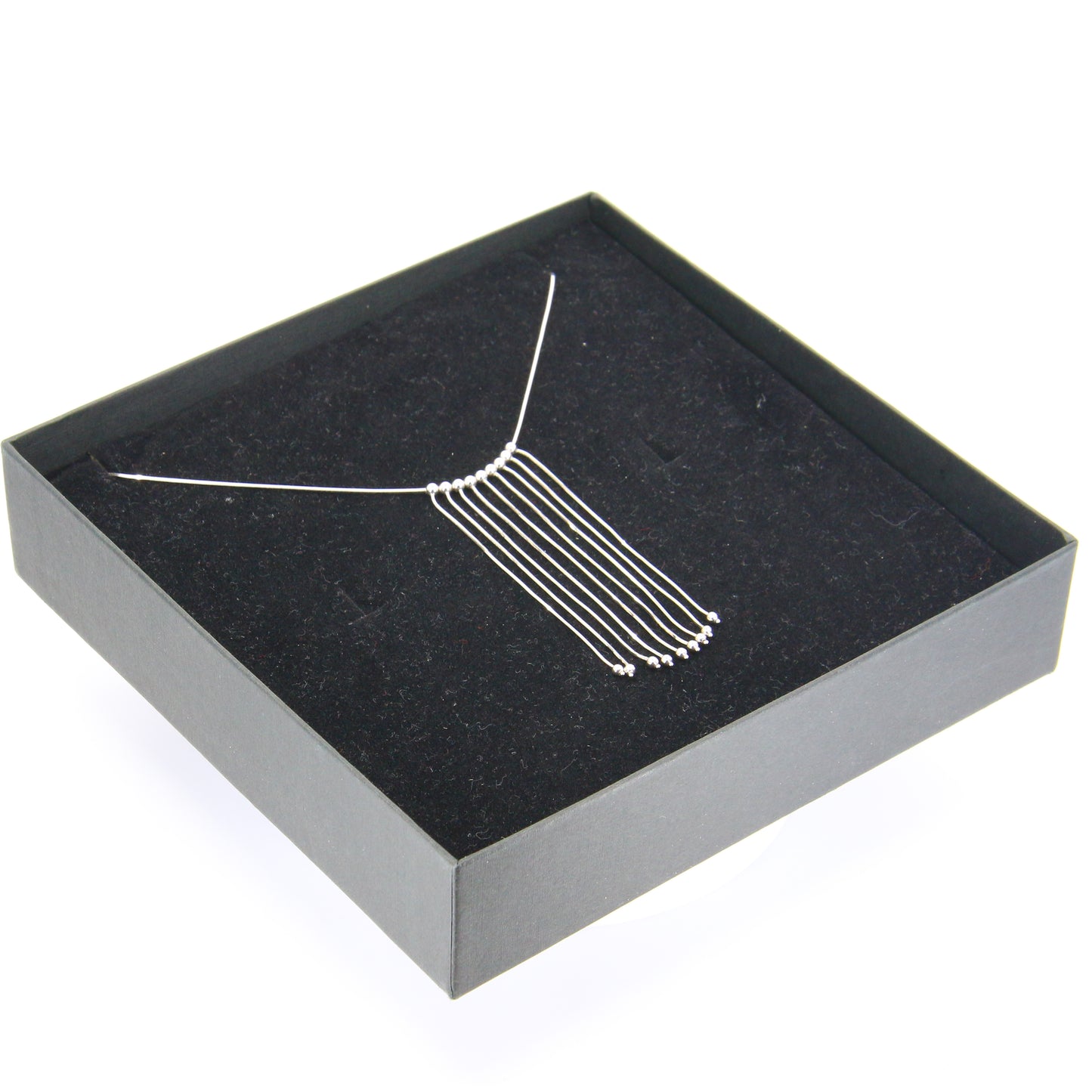 Vintage 18k White Gold Fringe Tassel Necklace Fine Jewellery Boxed