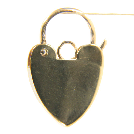 Vintage 9ct Yellow Gold Hallmarked Floral Engraved Heart Padlock Charm Pendant