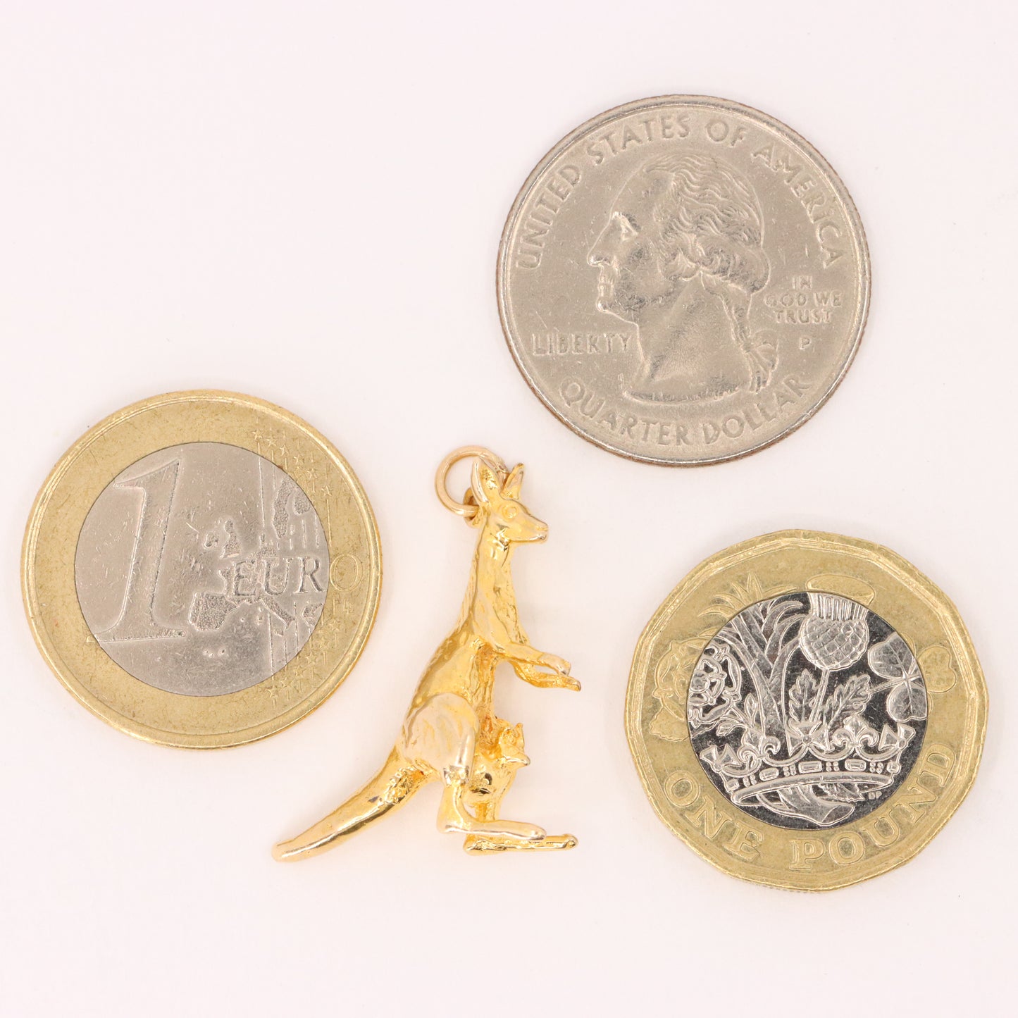 Vintage 9ct Hallmarked Yellow Gold Kangaroo Pendant Charm Australian Animal Gift