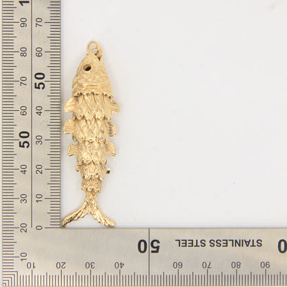 Vintage 9ct Hallmarked Gold Articulated Fish Pendant Large Yellow Gold Charm