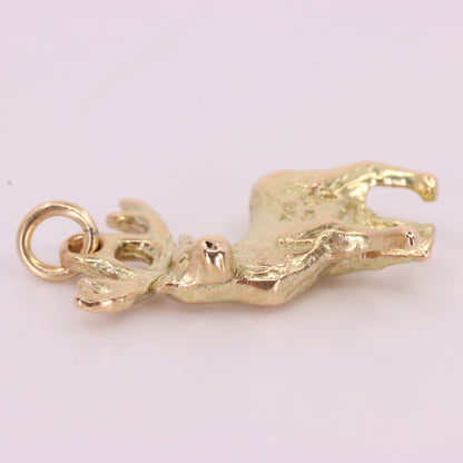 Vintage 9ct Hallmarked Yellow Gold Stag Deer Charm Pendant Scottish Country Gift