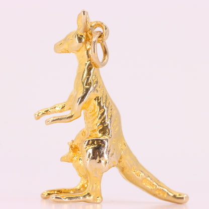 Vintage 9ct Hallmarked Yellow Gold Kangaroo Pendant Charm Australian Animal Gift