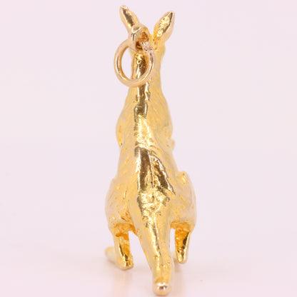 Vintage 9ct Hallmarked Yellow Gold Kangaroo Pendant Charm Australian Animal Gift